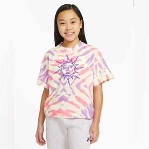 New Nike Big Girls Festival Tie-Dye Short Sleeve Shirt
